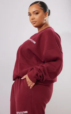 Online PrettyLittleThing Plus Oversized Sweatshirt Berry
