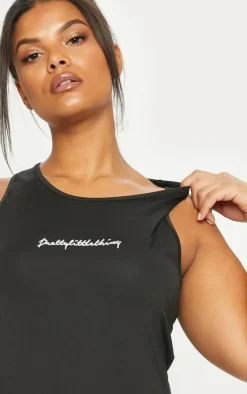 PrettyLittleThing Workout Tops*Plus Embroidered Tank Top