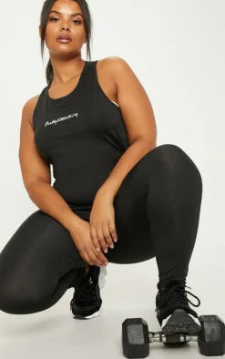 PrettyLittleThing Workout Tops*Plus Embroidered Tank Top