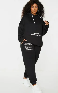 New PrettyLittleThing Plus Graphic Print Cuffed Sweatpants Black