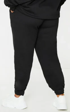 New PrettyLittleThing Plus Graphic Print Cuffed Sweatpants Black