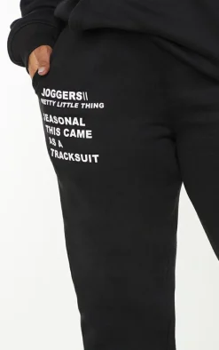 New PrettyLittleThing Plus Graphic Print Cuffed Sweatpants Black