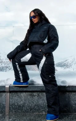 PrettyLittleThing Puffer Jackets*Plus Reflective Panel Pull Over Cropped Puffer Coat