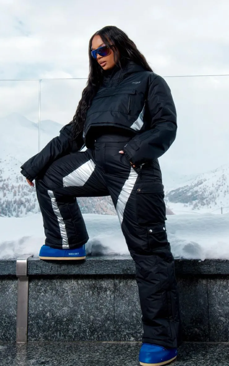PrettyLittleThing Puffer Jackets*Plus Reflective Panel Pull Over Cropped Puffer Coat