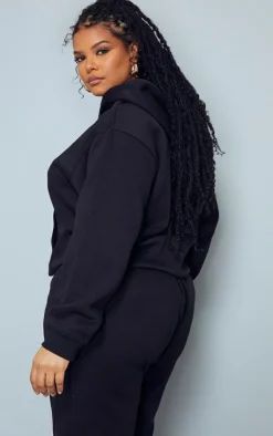 New PrettyLittleThing Plus Est 2012 Printed Oversized Hoodie Black