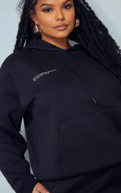New PrettyLittleThing Plus Est 2012 Printed Oversized Hoodie Black