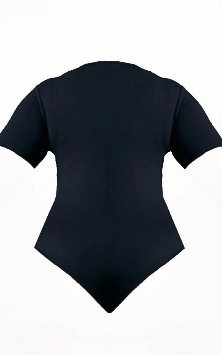 PrettyLittleThing Black Sweatsuits*Plus Cap Sleeve Bodysuit