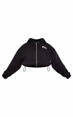 PrettyLittleThing Black Sweatsuits*Plus Elasticated Hem Zip Up Hoodie