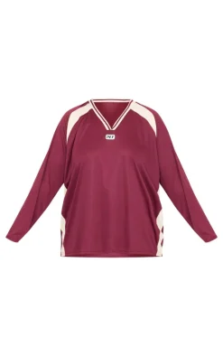 PrettyLittleThing T-Shirts*Plus Studio Mode Long Sleeve Football T-shirt