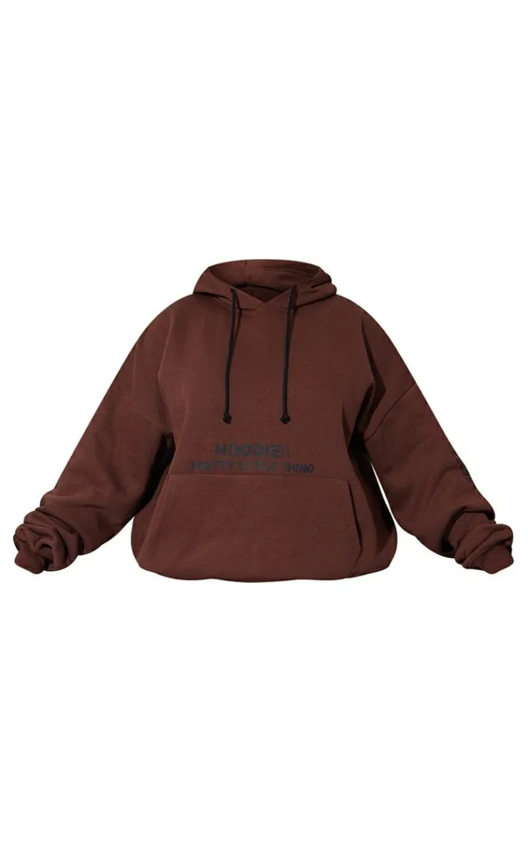 PrettyLittleThing Graphic Sweatsuits*Plus Oversized Graphic Print Pocket Front Hoodie