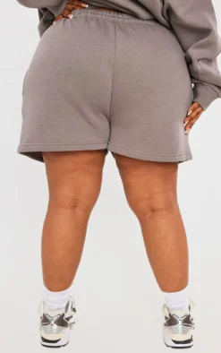 Sale PrettyLittleThing Plus Logo Oversized Sweat Shorts Charcoal