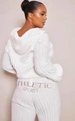 PrettyLittleThing Knitted Two Piece Sets*Plus Zip Through Wide Rib Knitted Hoodie