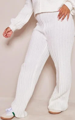 PrettyLittleThing Knitted Two Piece Sets*Plus Ribbed Wide Leg Knitted Pants