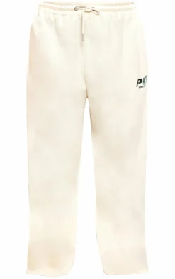 PrettyLittleThing Cream Sweatsuits*Plus Athletics Club Embroidered Wide Leg Sweatpants