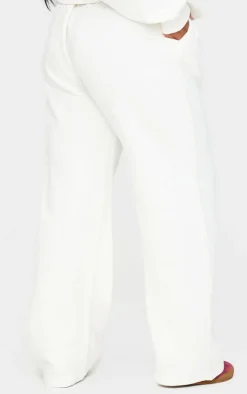 PrettyLittleThing Cream Sweatsuits*Plus Contrast Print Wide Leg Sweatpants