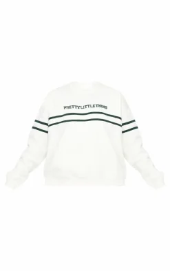 PrettyLittleThing Cream Sweatsuits*Plus Contrast Print Oversized Sweatshirt