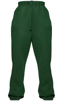 Online PrettyLittleThing Plus Logo Embroidered Wide Leg Sweatpants Forest Green