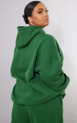 Sale PrettyLittleThing Plus Est 2012 Printed Oversized Hoodie Forest Green