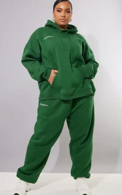 Sale PrettyLittleThing Plus Est 2012 Printed Oversized Hoodie Forest Green
