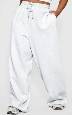 PrettyLittleThing Grey Sweatsuits*Plus Grey Premium Embroidered Wide Leg Oversized Sweatpants