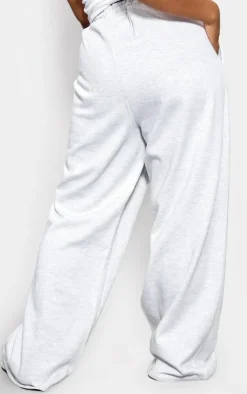 PrettyLittleThing Grey Sweatsuits*Plus Grey Premium Embroidered Wide Leg Oversized Sweatpants