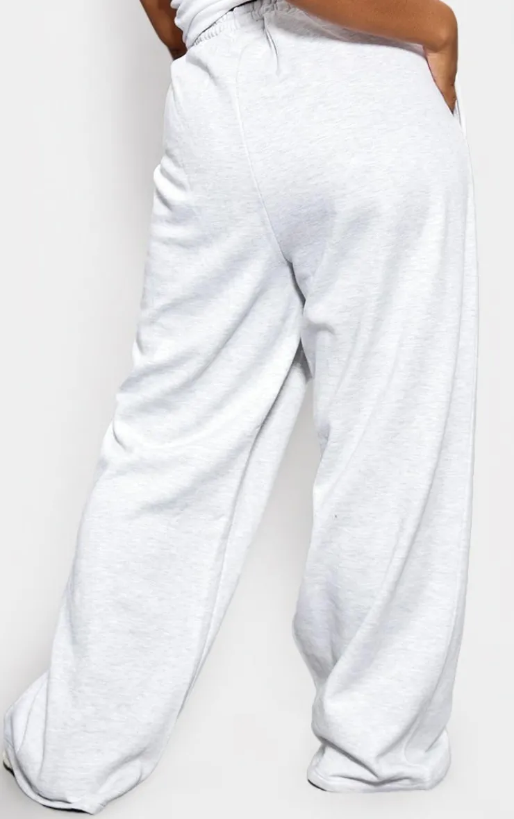 PrettyLittleThing Grey Sweatsuits*Plus Grey Premium Embroidered Wide Leg Oversized Sweatpants