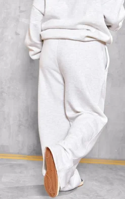 Discount PrettyLittleThing Plus Grey Athletics Club Embroidered Wide Leg Sweatpant Ash Grey