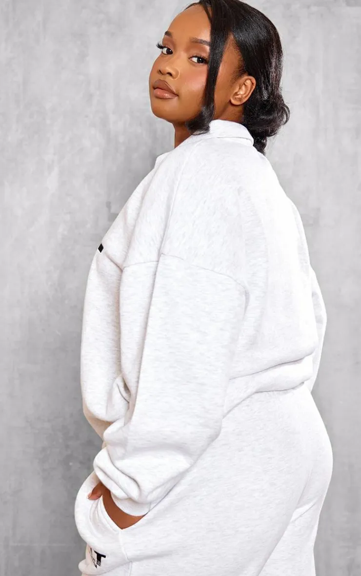 Best PrettyLittleThing Plus Grey Athletics Club Embroidered Sweatshirt Ash Grey