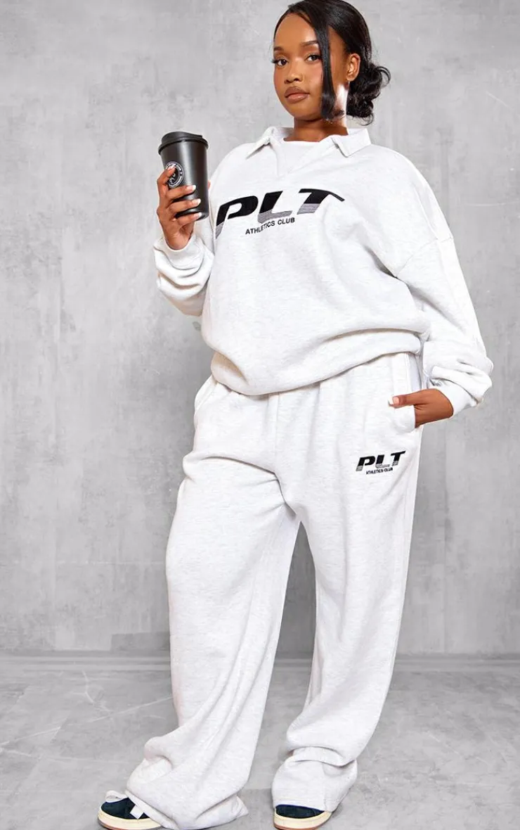 Best PrettyLittleThing Plus Grey Athletics Club Embroidered Sweatshirt Ash Grey
