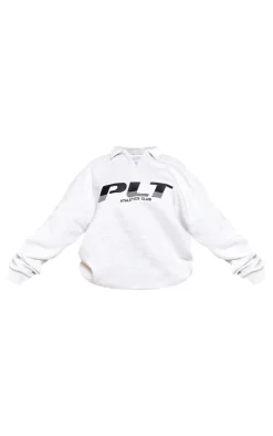 Best PrettyLittleThing Plus Grey Athletics Club Embroidered Sweatshirt Ash Grey