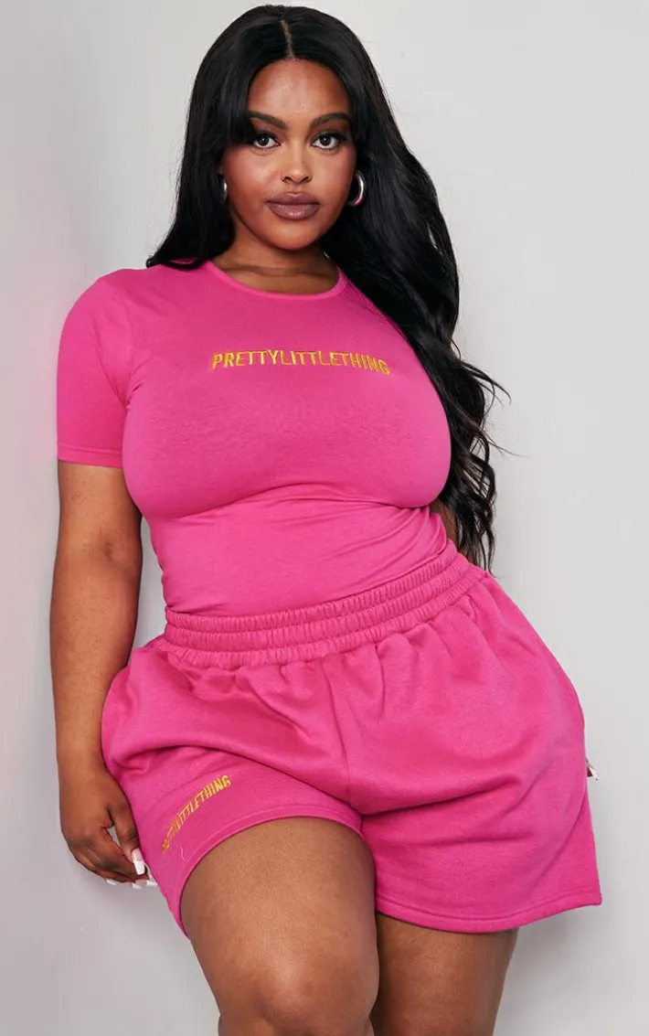 PRETTYLITTLETHING Plus Hot Pink Cap Sleeve Bodysuit