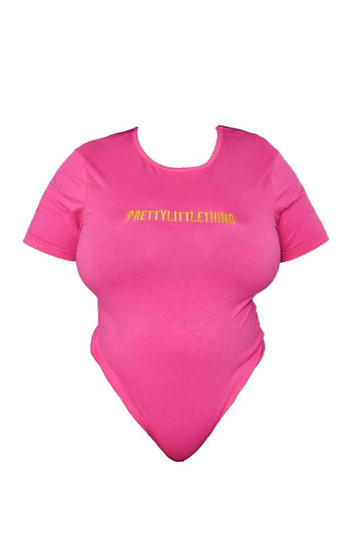 PRETTYLITTLETHING Plus Hot Pink Cap Sleeve Bodysuit