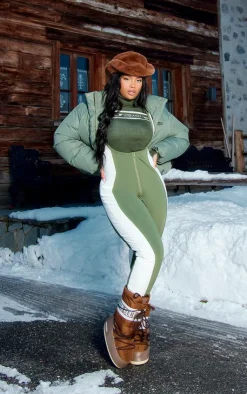 PrettyLittleThing Ski Outfits*Plus Scoop Neck Scuba Suit