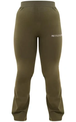 PrettyLittleThing Plus Jersey Skinny Flared Pants Khaki