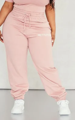 Sale PrettyLittleThing Plus High Waisted Cuffed Sweatpants Light Pink