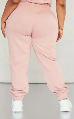 Sale PrettyLittleThing Plus High Waisted Cuffed Sweatpants Light Pink