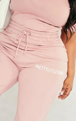 Sale PrettyLittleThing Plus High Waisted Cuffed Sweatpants Light Pink