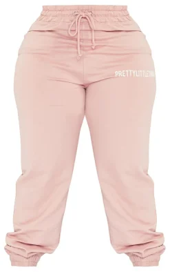 Sale PrettyLittleThing Plus High Waisted Cuffed Sweatpants Light Pink