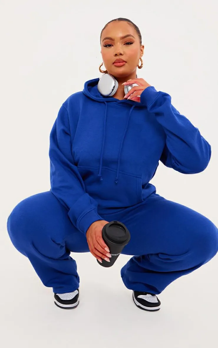 PrettyLittleThing Blue Sweatsuits*Plus Badge Detail Hoodie