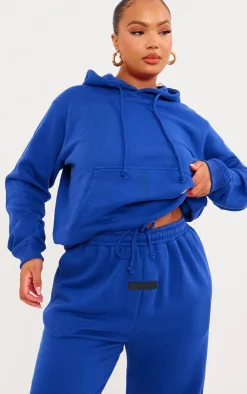 PrettyLittleThing Blue Sweatsuits*Plus Badge Detail Hoodie