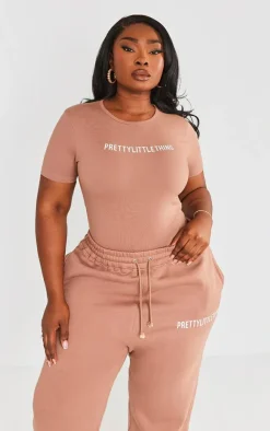 Best PrettyLittleThing Plus Short Sleeve Bodysuit Mocha