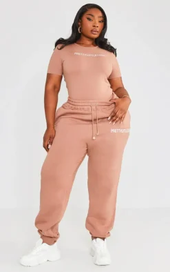 Best PrettyLittleThing Plus Short Sleeve Bodysuit Mocha