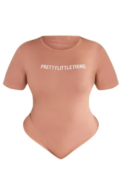 Best PrettyLittleThing Plus Short Sleeve Bodysuit Mocha