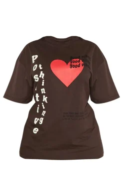 PrettyLittleThing T-Shirts*Plus Good Vibes Printed Oversized T-shirt