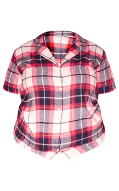 PrettyLittleThing Christmas Gifts*Plus Checked Short Sleeve Pajama Shirt