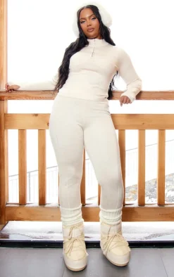 PrettyLittleThing Ski Outfits*Plus Seam Detail Ski Knitted Base Layer Leggings
