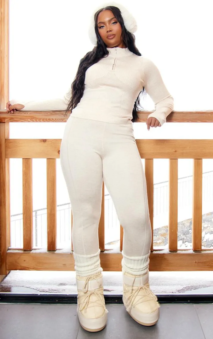 PrettyLittleThing Ski Outfits*Plus Seam Detail Ski Knitted Base Layer Leggings