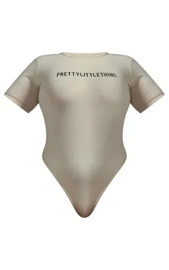 PRETTYLITTLETHING Plus Oatmeal Cap Sleeve Bodysuit