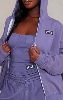 PrettyLittleThing Plus Washed Badge Detail Corset Top Purple
