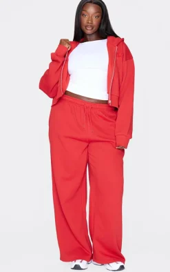 PRETTYLITTLETHING Plus Red Borg Graphic Zip Up Hoodie